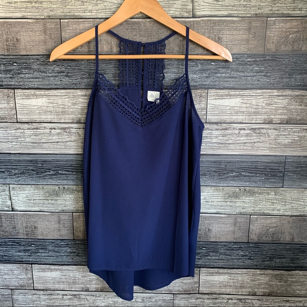 NWOT! Paper Crane Lace Trim Top